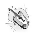 flamingo playing guitar tattoo design idea