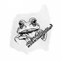frog playing clarinet tattoo design idea
