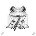 frog playing clarinet tattoo design idea