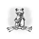 frog playing clarinet tattoo design idea