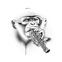 monkey playing trumpet tattoo design idea