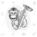 monkey playing trumpet tattoo design idea