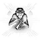 monkey playing trumpet tattoo design idea