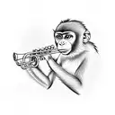 monkey playing trumpet tattoo design idea