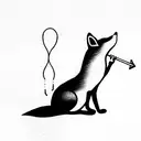 fox playing flute tattoo design idea