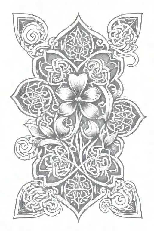 arm sleeve, with an irish celtic design incorperating lillys, 4 leaf clover and celtic knots tattoo design idea