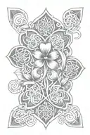 arm sleeve, with an irish celtic design incorperating lillys, 4 leaf clover and celtic knots tattoo design idea