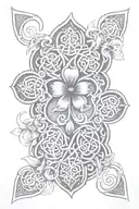 arm sleeve, with an irish celtic design incorperating lillys, 4 leaf clover and celtic knots tattoo design idea