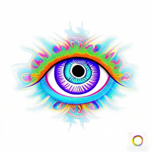 flaming psychedelic borders eye tattoo design idea