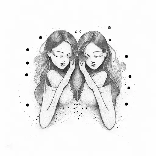 strong bonding of mom and daughter  tattoo design idea