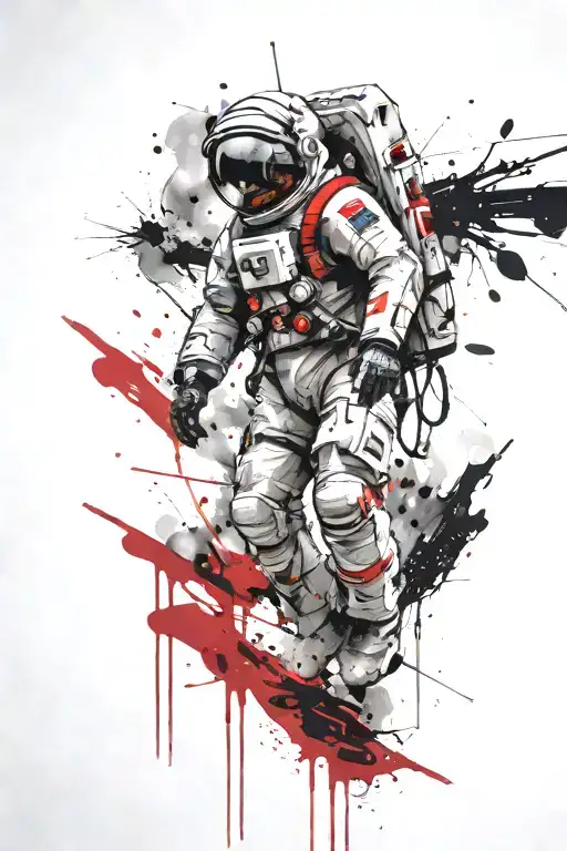 Astronaut lost in time and space in a spiritual dimension tattoo design idea
