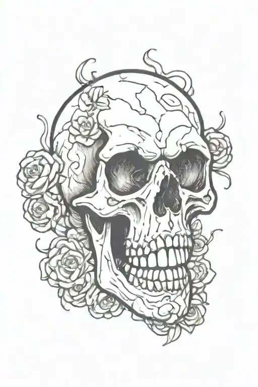Skull skeleton rage cute tattoo design idea