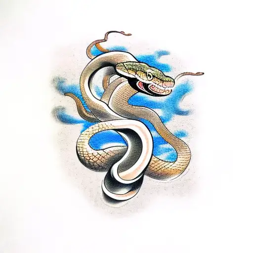 Snake with Smoke tattoo design idea