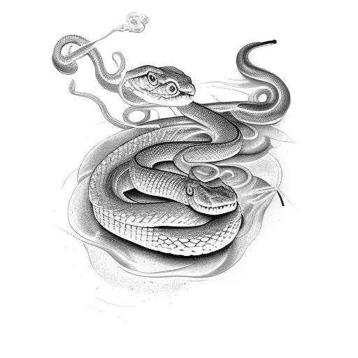 Snake with Smoke tattoo design idea