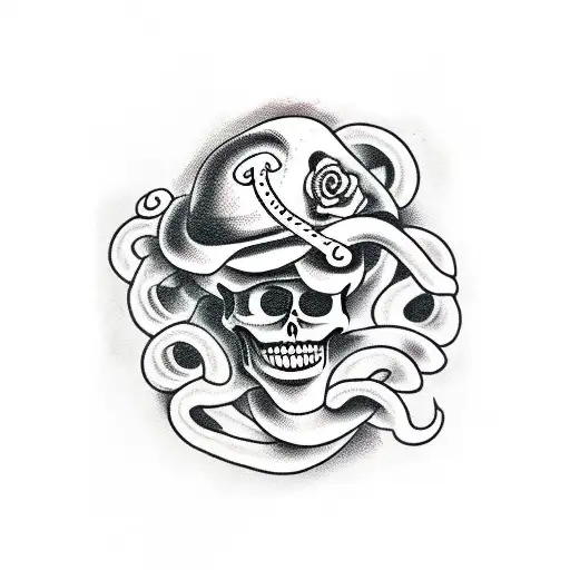 Skeletons, snakes and smoke tattoo design idea