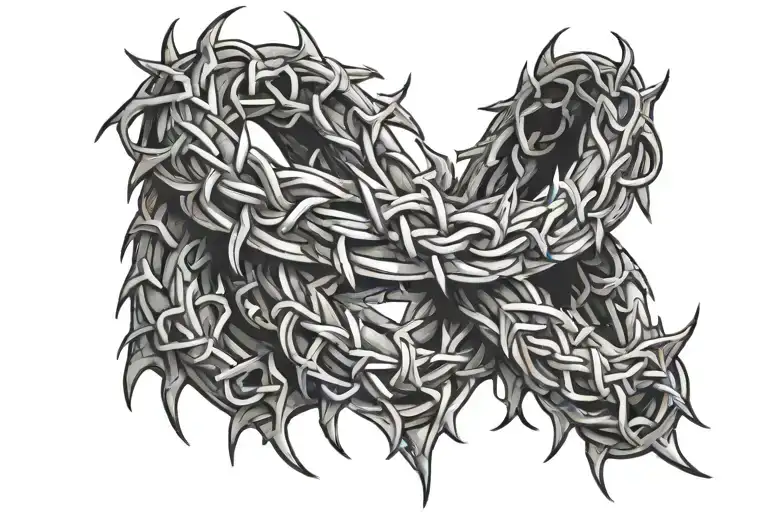 crown of thorns into broken chain wrapped tattoo design idea