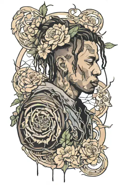 Gunbai and Travis Scott tattoo design idea
