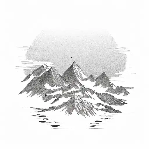 mountain and ocean tides tattoo design idea