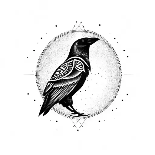 Raven Crow Shaman tribal tattoo design - Raven - Sticker | TeePublic