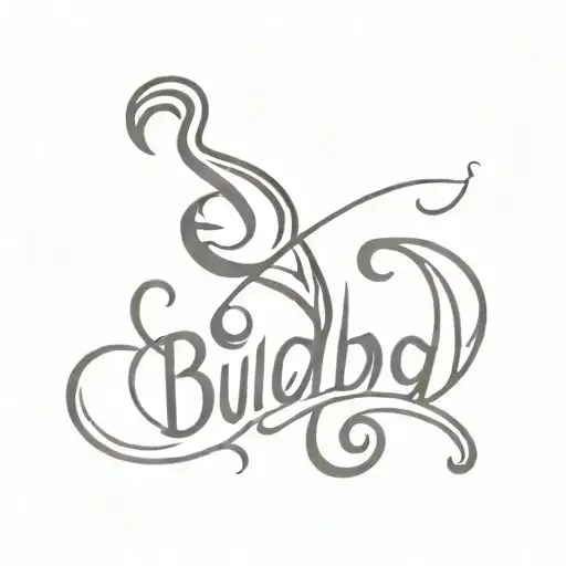 fish hook memorial tattoo with the name Buddy tattoo design idea