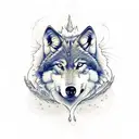 wolf with pisces water and forest tattoo design idea