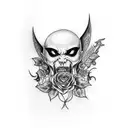 A fetish-inspired tattoo design featuring a seductive vampire in leather attire tattoo design idea