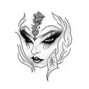 A fetish-inspired tattoo design featuring a seductive vampire in leather attire tattoo design idea