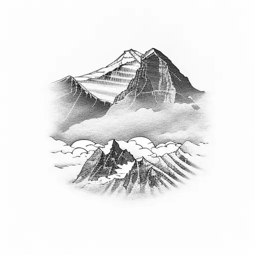 Paragliding over the Eiger Mönsch & Jungfrau Mountain tattoo design idea