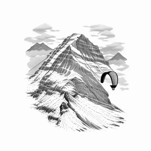Paragliding over the Eiger Mönsch & Jungfrau Mountain tattoo design idea