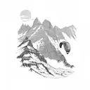 Paragliding over the Eiger Mönsch & Jungfrau Mountain tattoo design idea