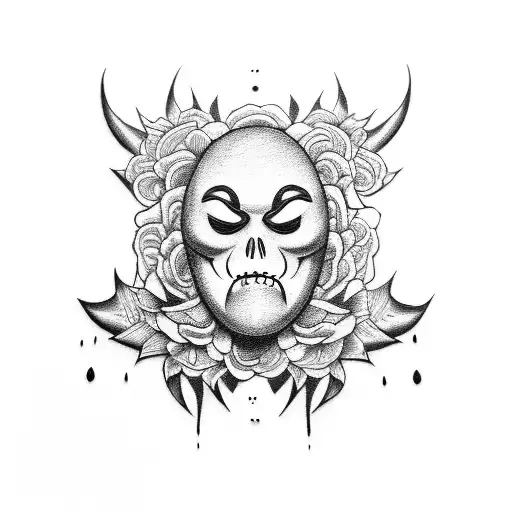 Happy and Sad mask tattoo design idea
