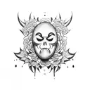 Happy and Sad mask tattoo design idea