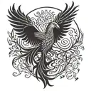 phoenix in front of tree of life tattoo design idea