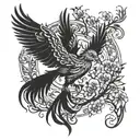 phoenix in front of tree of life tattoo design idea