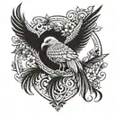phoenix in front of tree of life tattoo design idea