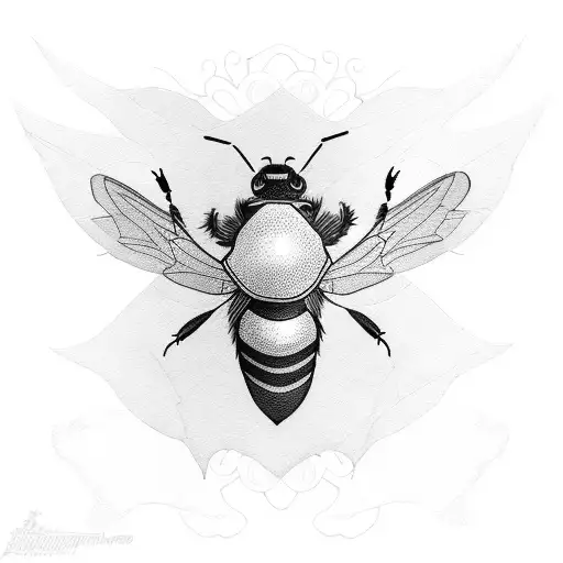 Side of profile Bumblebee flying tattoo design idea