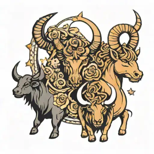 Leo and Capricorn and Taurus tattoo design idea