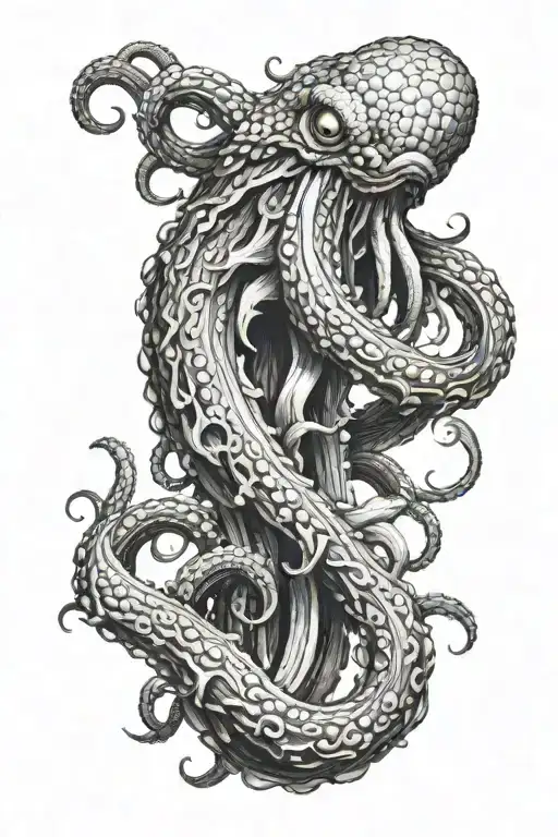 an angry kraken with its tentacles wrapped tightly around an arm  tattoo design idea