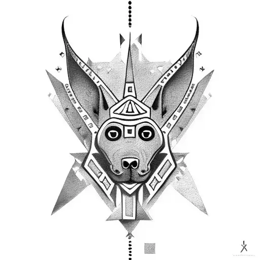 Xoloitzcuintli with aztec armor tattoo design idea