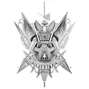 Xoloitzcuintli with aztec armor tattoo design idea