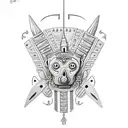 Xoloitzcuintli with aztec armor tattoo design idea