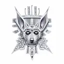 Xoloitzcuintli with aztec armor tattoo design idea