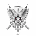 Xoloitzcuintli with aztec armor tattoo design idea