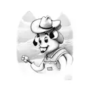 bee with farmers hat riding a blue tractor tattoo design idea