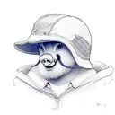 bee with farmers hat riding a blue tractor tattoo design idea