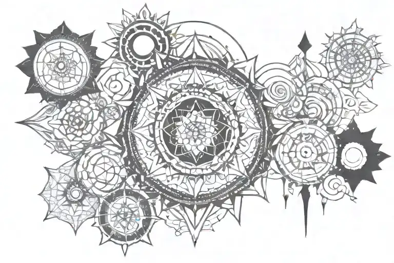 7 chakra symbols representing different tattoo design idea