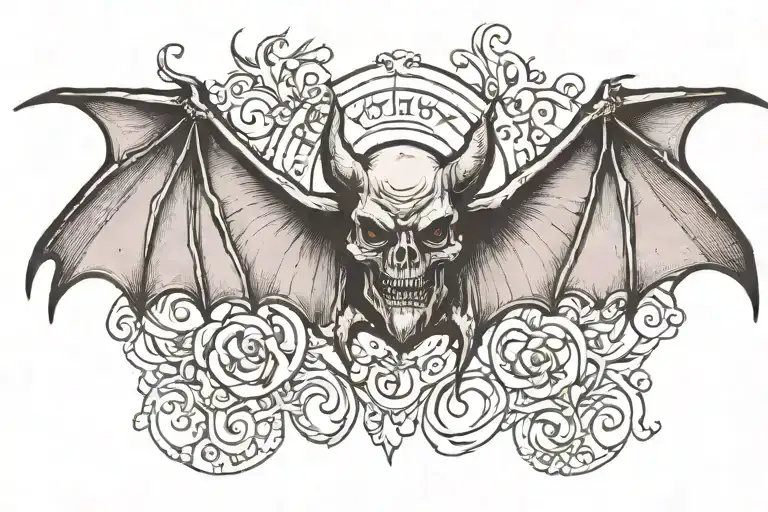 bat wings with devil horns  tattoo design idea
