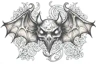 bat wings with devil horns  tattoo design idea