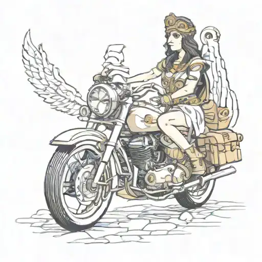 athena greek goddess motor bike tattoo design idea