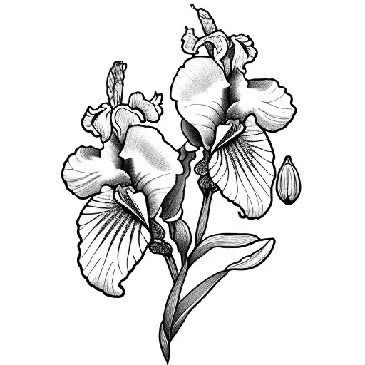 iris plants on the cat tattoo design idea